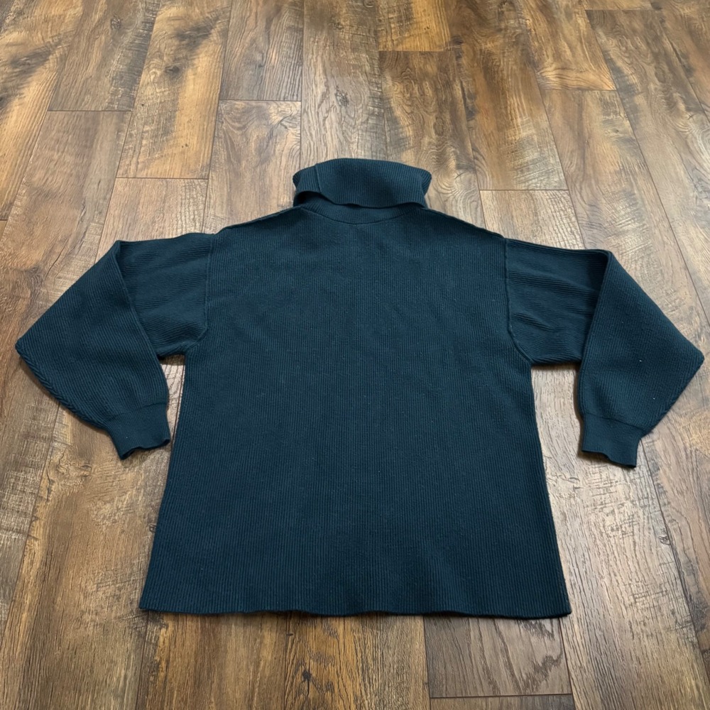 Free People Slouchy Tunic Sweater Teal Green Ribbed Turtleneck Womens Small Cozy - Picture 6 of 6